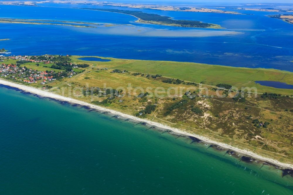 Insel Hiddensee from the bird's eye view: Coastal area of the Baltic Sea - Island Insel Hiddensee in the state Mecklenburg - Western Pomerania, Germany