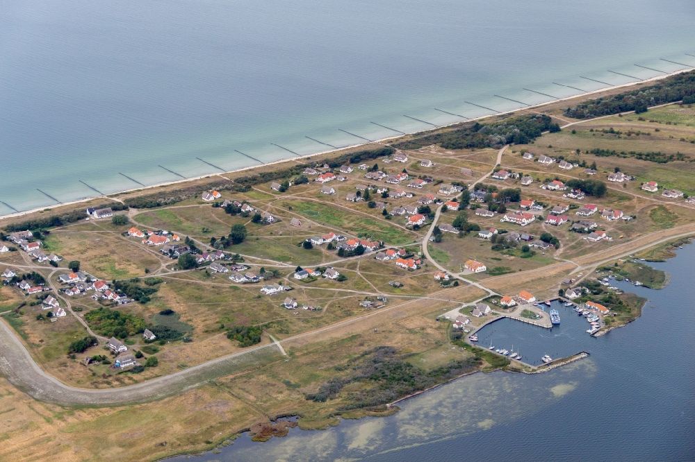 Insel Hiddensee from above - Coastal area Baltic Sea - Island Hiddensee in Plogshagen in the state Mecklenburg - Western Pomerania, Germany