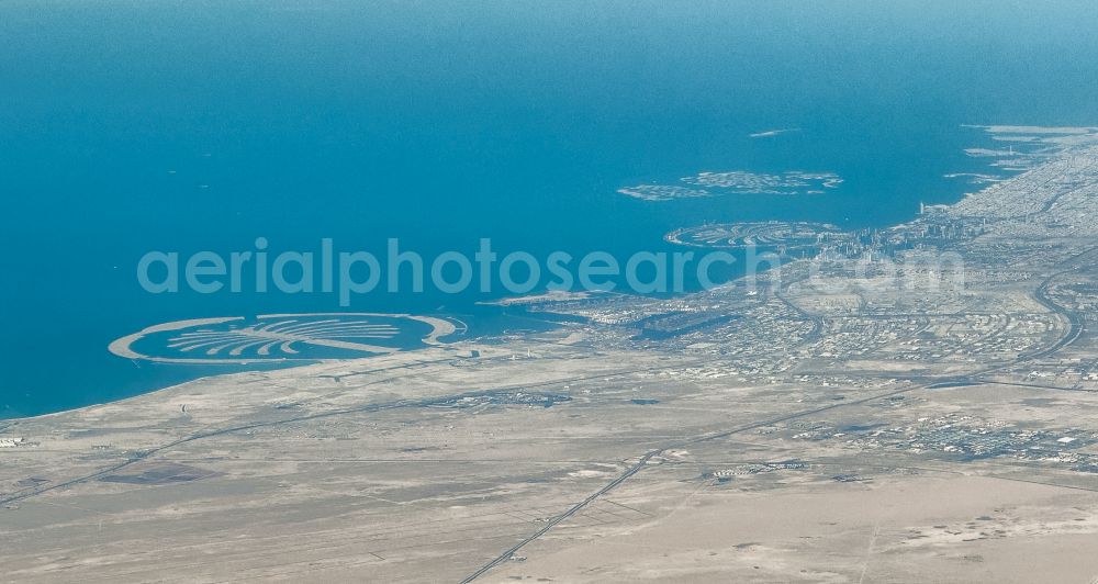 Aerial image Dubai - Coastal area of the Palm Jebel Ali Island in the district Mina Jebel Ali in Dubai in United Arab Emirates