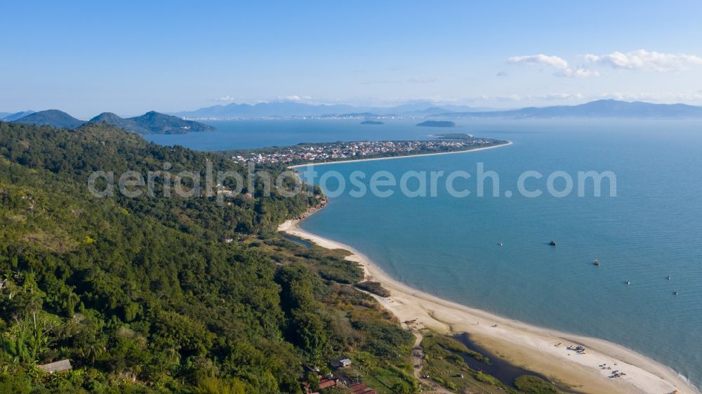 Florianopolis from the bird's eye view: Coastal area on the South Atlantic - Island in Florianopolis in Santa Catarina, Brazil