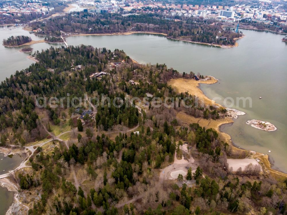 Aerial photograph Helsinki - Coastal area Seurasaari - Island on baltic sea in Helsinki in Uusimaa, Finland