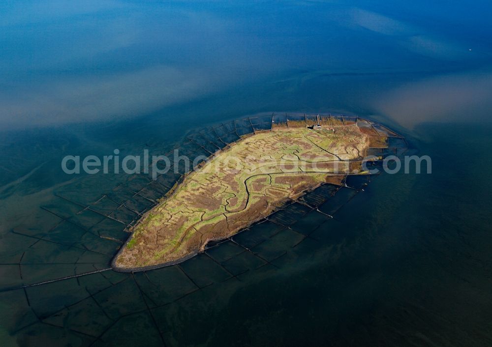 Aerial photograph Norderoog - Coastal area and nature reserve of the Hallig Norderoog bird sanctuary in the state Schleswig-Holstein, Germany