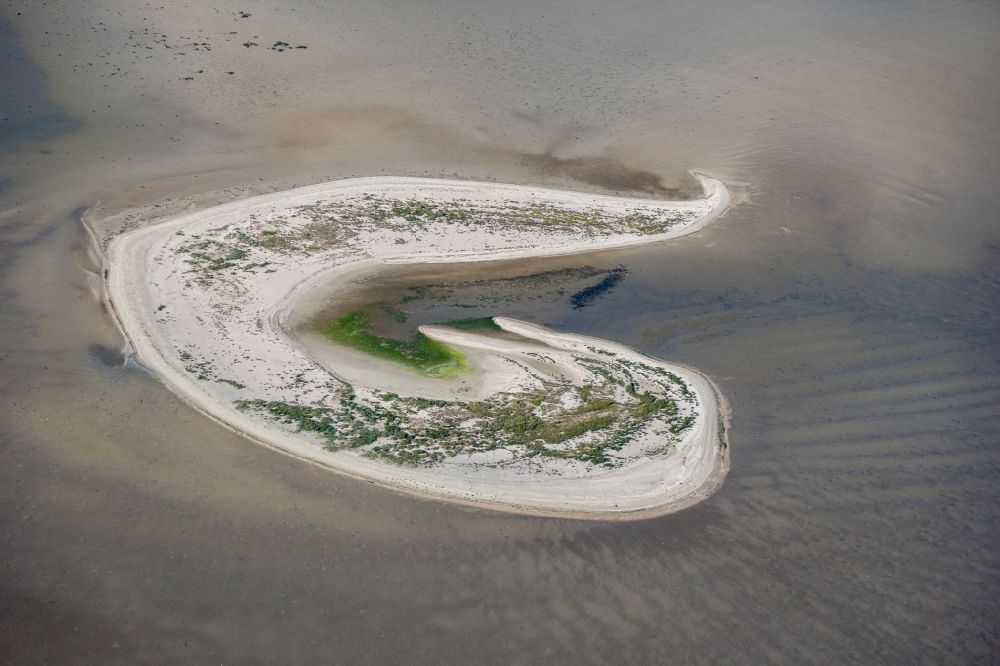 Aerial image Juist - Coastal area of the Vogelinsel Luetje Hoern - Island in Juist in the state Lower Saxony, Germany