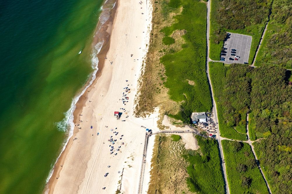 Sylt from above - Coastal landscape in Westerland Building of the restaurant Bistro S-Point in Sylt in the state Schleswig-Holstein, Germany