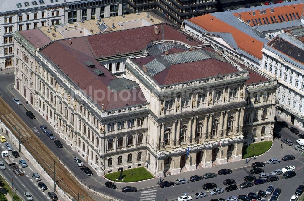 Budapest from the bird's eye view: Cultural and artistic center in the Academy Building Ungarische Akademie of Wissenschaften in the district V. keruelet in Budapest in Hungary