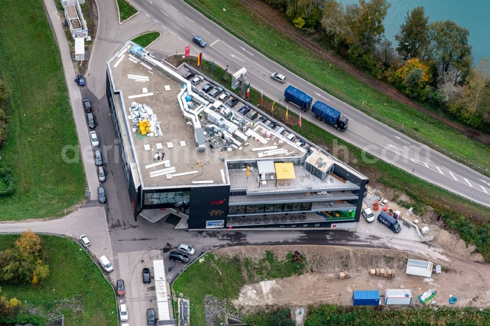 Aerial photograph Neuried - Participants at the event area Europaeisches Kulturzentrum on Rhein in Neuried in the state Baden-Wurttemberg, Germany