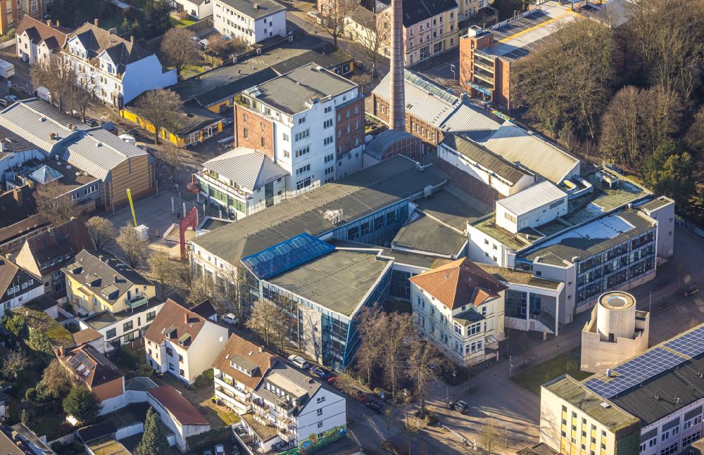 Unna from the bird's eye view: Building of the indoor arena Lindenbrauerei on Rio-Reiser-Weg in Unna in the state North Rhine-Westphalia, Germany