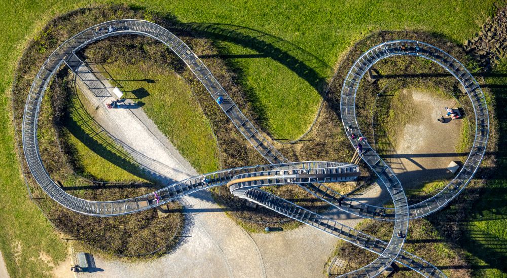 Aerial photograph Duisburg - outdoor art- installation Tiger & Turtle in Duisburg at Ruhrgebiet in the state North Rhine-Westphalia