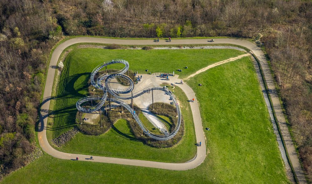 Duisburg from above - outdoor art- installation Tiger & Turtle in Duisburg at Ruhrgebiet in the state North Rhine-Westphalia
