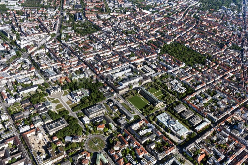 Aerial image München - View of the Kunstareal in Munich in the state Bavaria