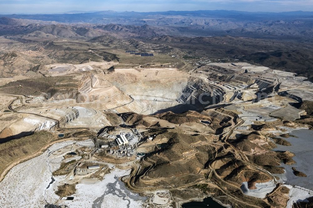 Prescott from above - Terrain and overburden surfaces of the copper mine open pit in Prescott in Arizona, United States of America