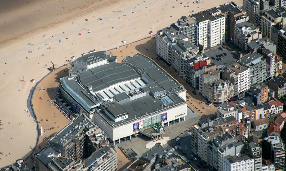 Ostende from the bird's eye view: The Kursaal with the Casino Kursaal Oostende on the beach of Ostend in West Flan ders in Belgium