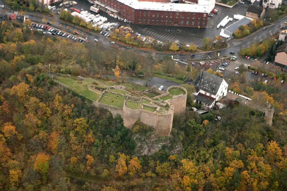 Aerial image Kirn - The Kyrburg on a hill in Kirn in the state of Rhineland-Palatinate