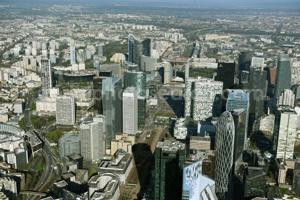 Aerial photograph Paris - La Defense- City center with the skyline in the downtown area in Paris in Ile-de-France, France