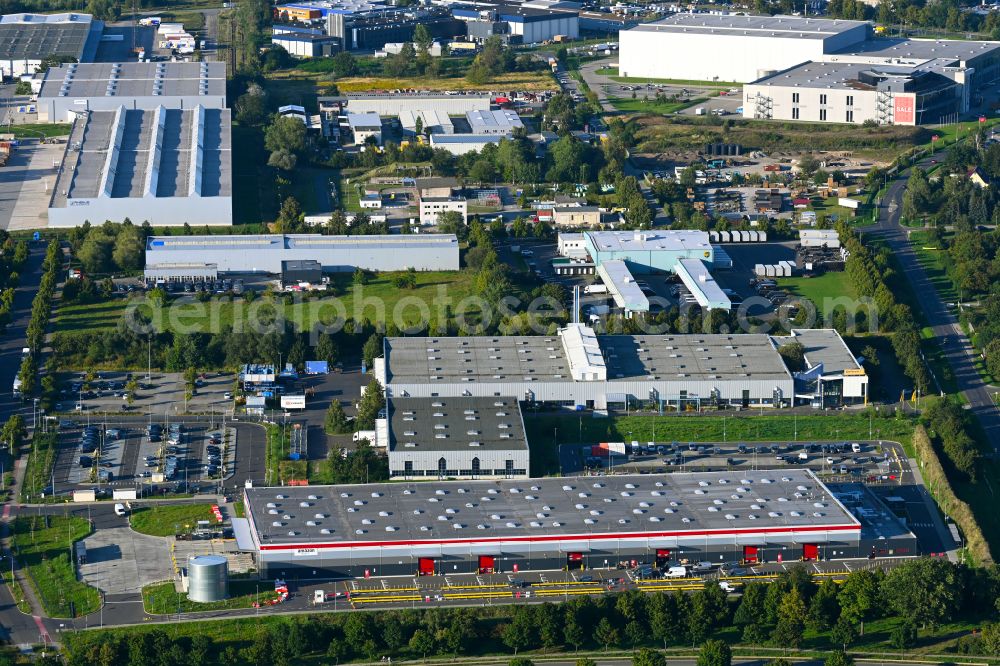 Aerial photograph Hoppegarten - Warehouse and forwarding building Amazon Digitalstrasse- Neuer Hoenower Weg on federal street B1 in the district Dahlwitz-Hoppegarten in Hoppegarten in the state Brandenburg, Germany
