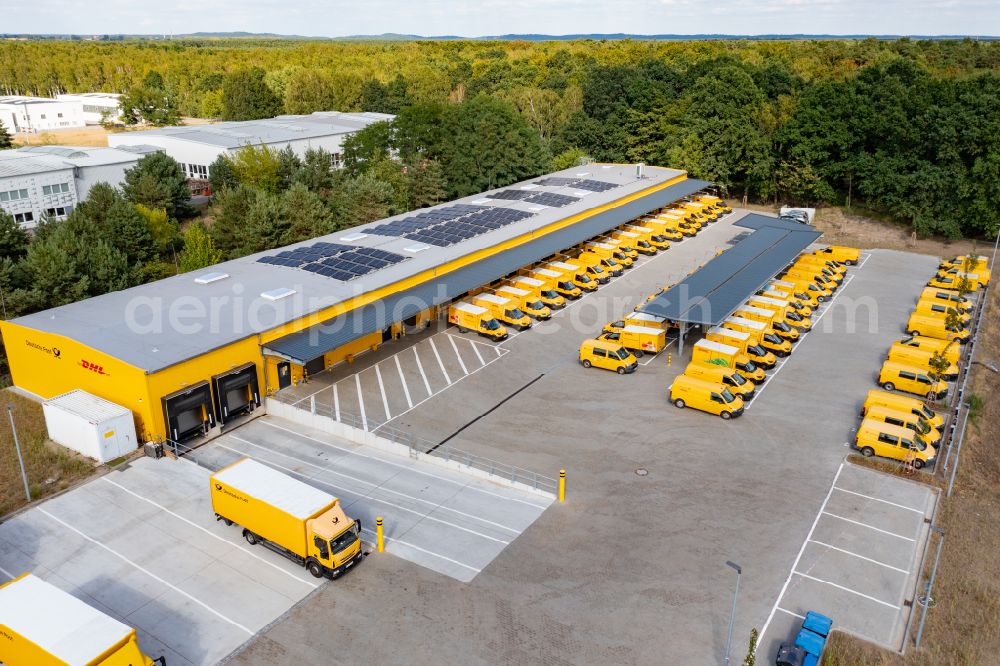 Aerial image Eberswalde - Warehouses and forwarding building DHL in Eberswalde in the state Brandenburg, Germany