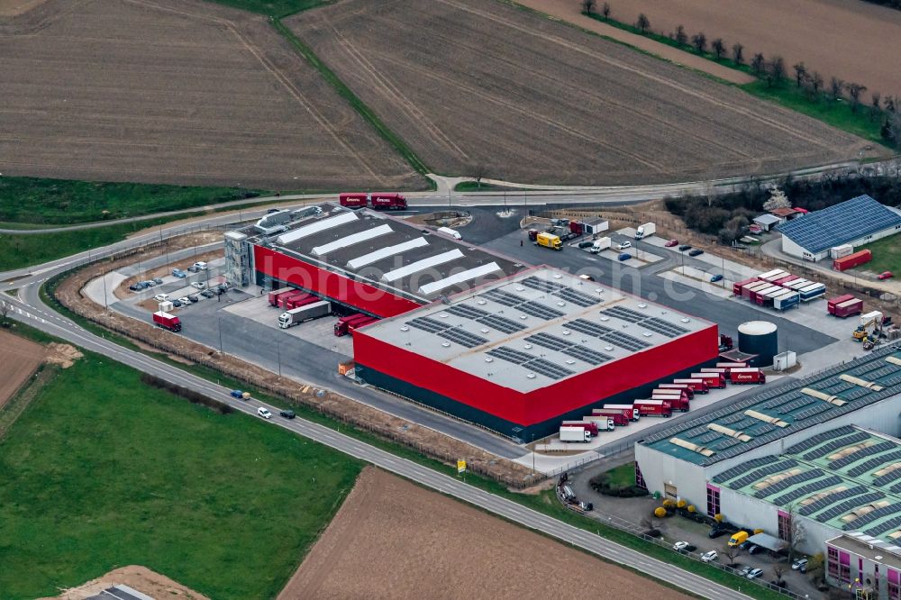Kenzingen from above - Warehouses and forwarding building Emons in Kenzingen in the state Baden-Wuerttemberg, Germany