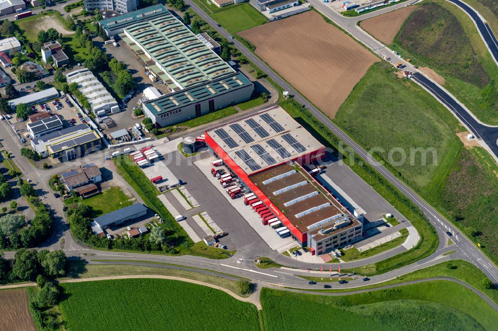 Aerial image Kenzingen - Warehouses and forwarding building Emons in Kenzingen in the state Baden-Wuerttemberg, Germany