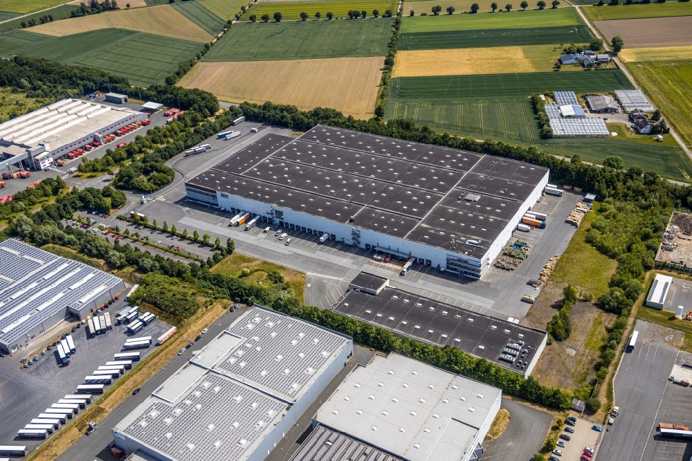 Aerial photograph Werl - Warehouses and forwarding building of EUROPART Holding GmbH on Hansering in the district Westoennen in Werl in the state North Rhine-Westphalia, Germany