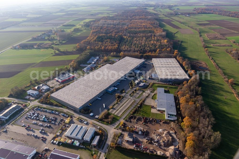 Aerial photograph Kandel - Warehouses and forwarding building Friedrich Zufall GmbH & Co. KG in the district Minderslachen in Kandel in the state Rhineland-Palatinate, Germany