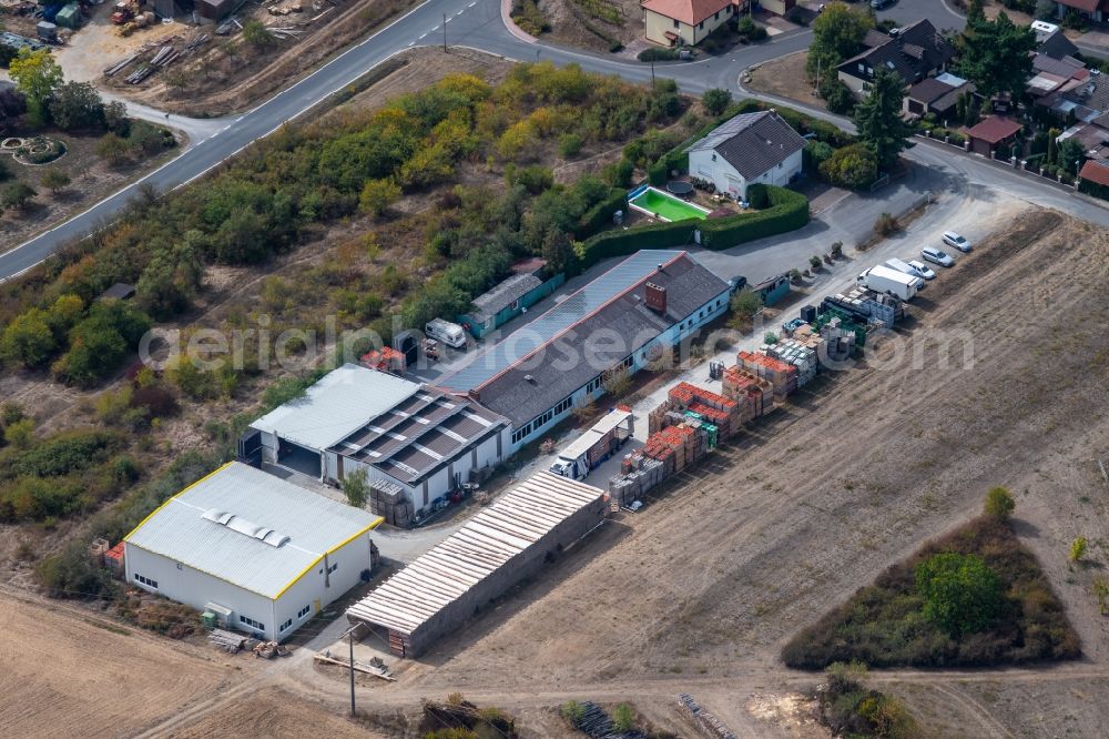 Steinfeld from the bird's eye view: Warehouses and forwarding building Georg Thalhammer Handel with frischen Bio-Lebenswithteln e. K. in Steinfeld in the state Bavaria, Germany