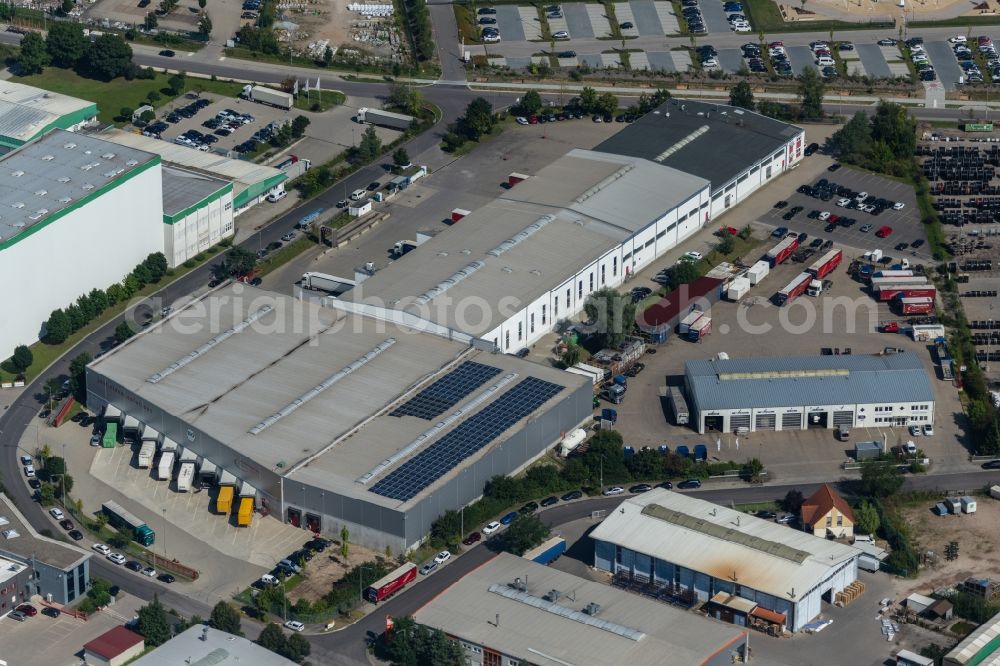 Roth from above - Warehouses and forwarding building der HEINLOTH Holding GmbH & Co.KG An of Laende in Roth in the state Bavaria, Germany