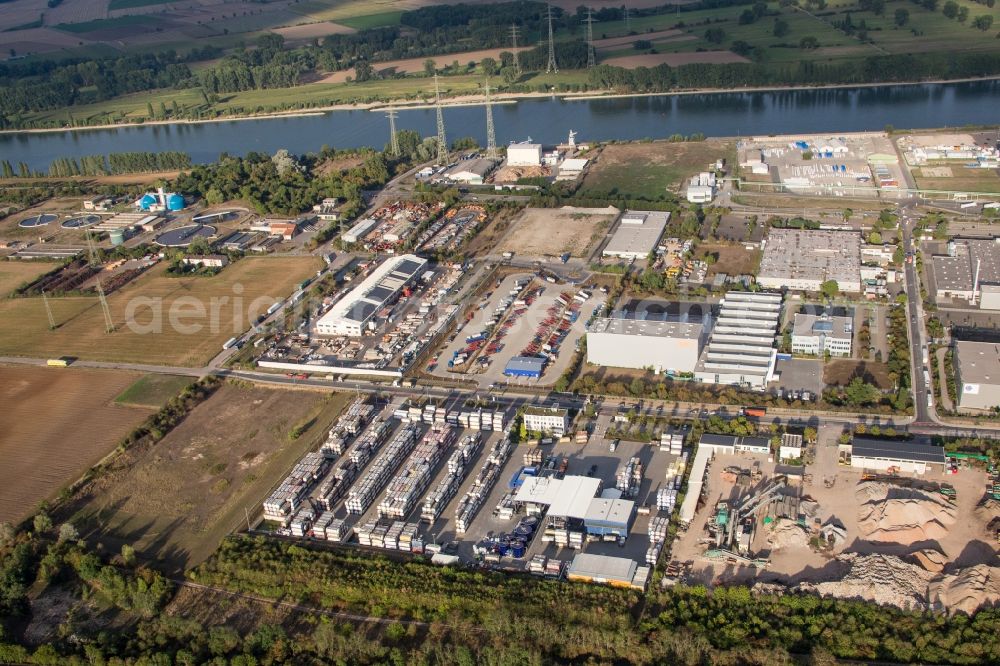 Aerial image Worms - Warehouses and forwarding building Kube & Kubenz in Worms in the state Rhineland-Palatinate, Germany