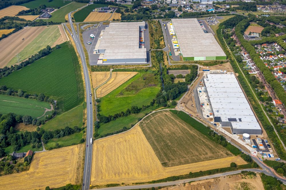 Kamp-Lintfort from above - Construction site for a warehouse and forwarding building Alpha Industrial on street Vinnmannsweg in Kamp-Lintfort at Ruhrgebiet in the state North Rhine-Westphalia, Germany