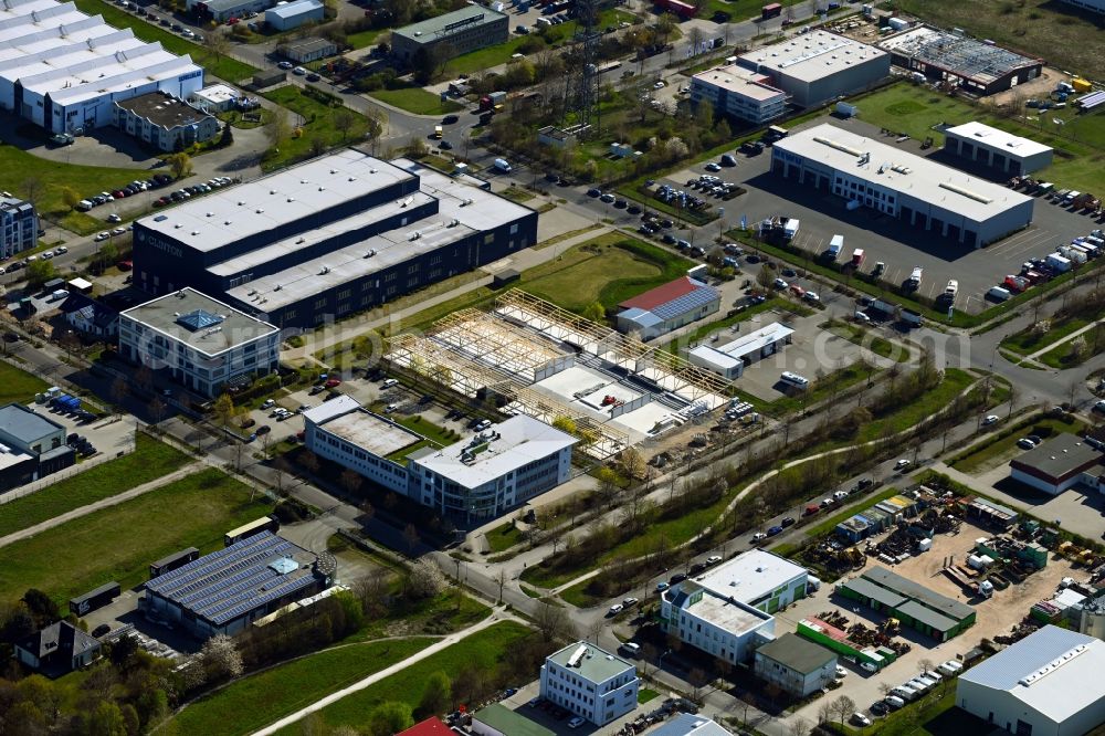 Aerial photograph Dahlwitz-Hoppegarten - Construction site for a warehouse and forwarding building on Technikerstrasse in Dahlwitz-Hoppegarten in the state Brandenburg, Germany