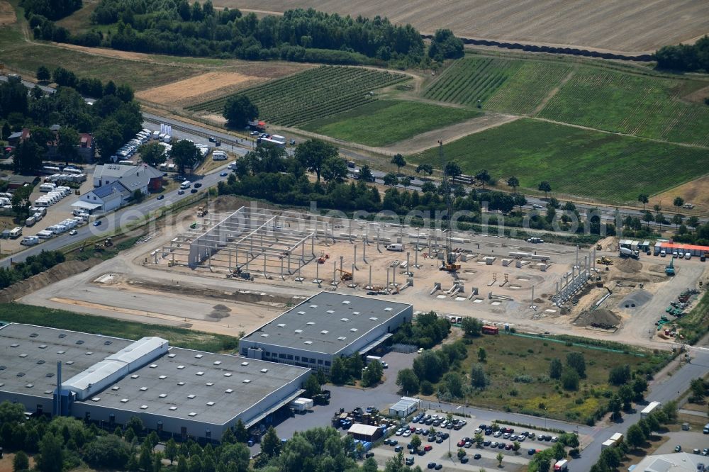 Aerial photograph Hoppegarten - Construction site for a warehouse and forwarding building Digitalstrasse- Neuer Hoenower Weg on federal street B1 in the district Dahlwitz-Hoppegarten in Hoppegarten in the state Brandenburg, Germany