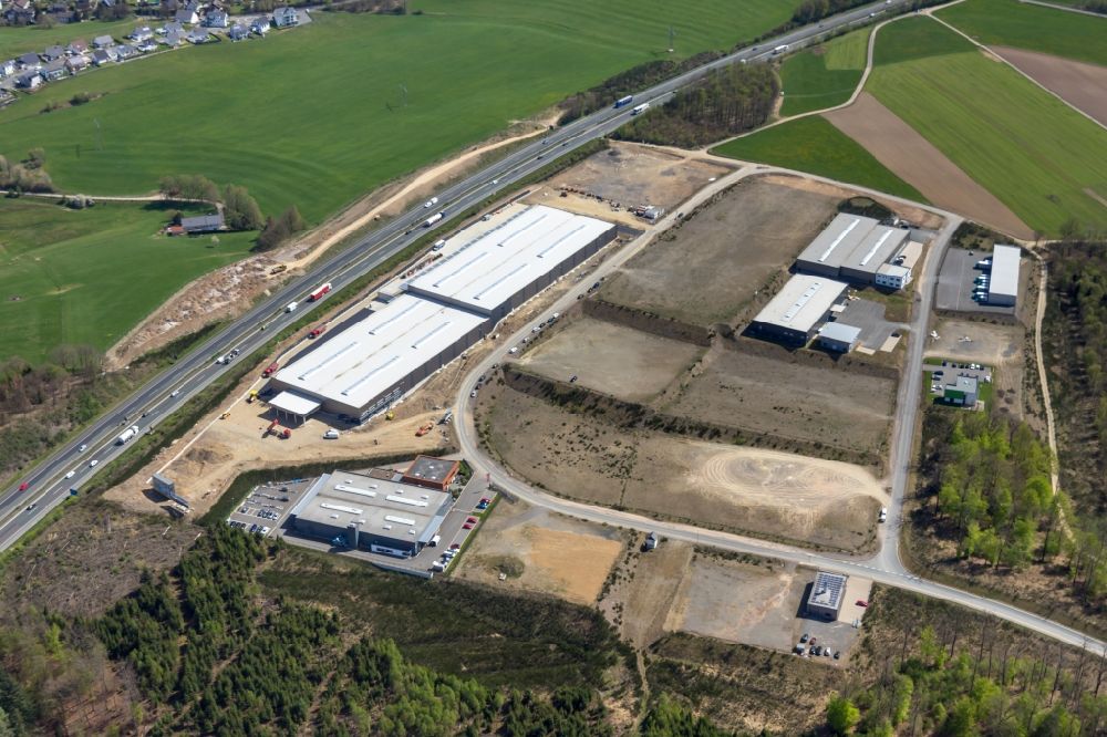 Olpe from above - Construction site for a warehouse and forwarding building on Nicolaus-Otto-Strasse in Olpe in the state North Rhine-Westphalia, Germany