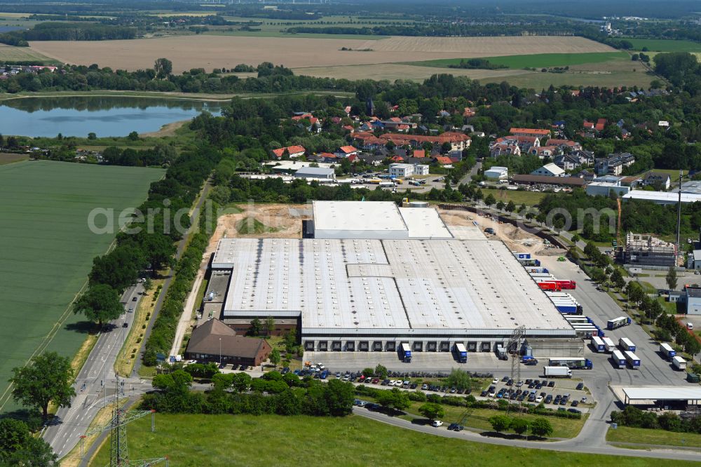 Aerial image Seefeld-Löhme - Construction site for a warehouse and forwarding building on street Gewerbeparkstrasse in Seefeld-Loehme in the state Brandenburg, Germany