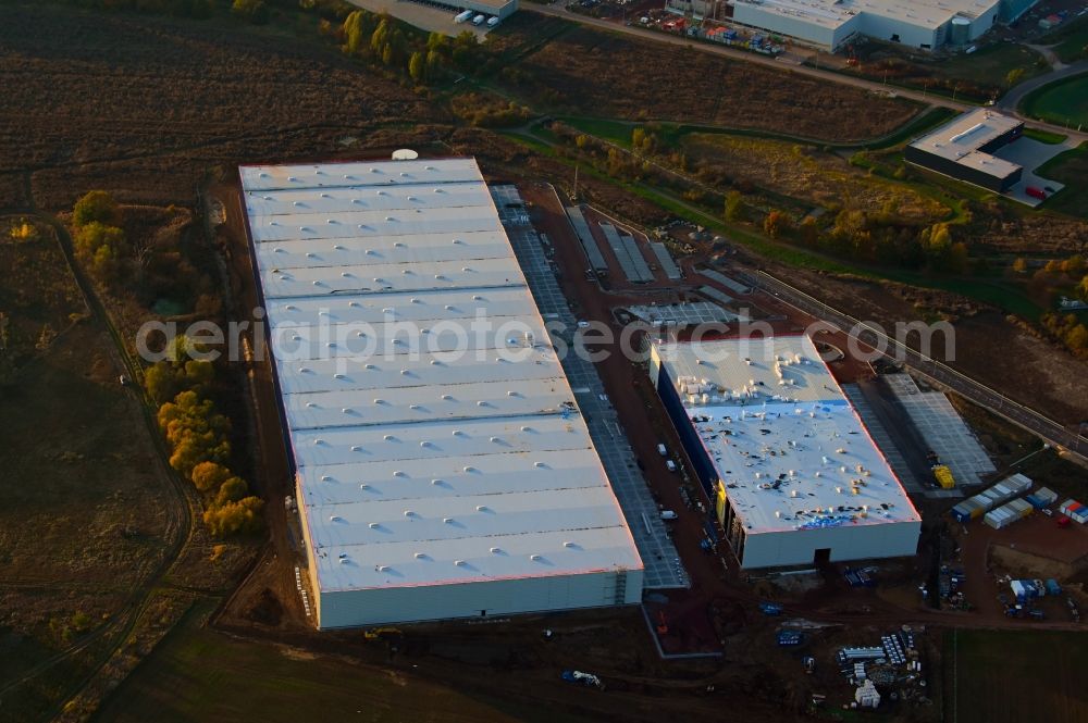 Aerial photograph Magdeburg - Construction site for a warehouse and forwarding building on Grabower Strasse in the district Gewerbegebiet Nord in Magdeburg in the state Saxony-Anhalt, Germany