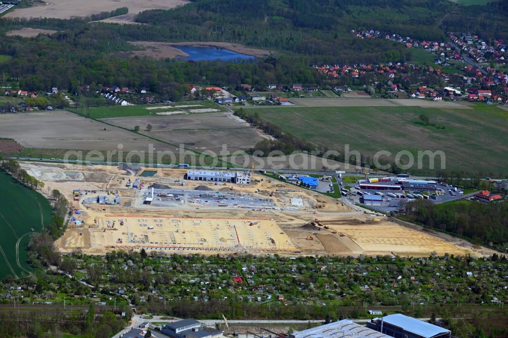 Aerial image Zgorzelec - Gerltsch - Construction site for a warehouse and forwarding building Panattoni Park in Zgorzelec - Gerltsch in Dolnoslaskie - Niederschlesien, Poland