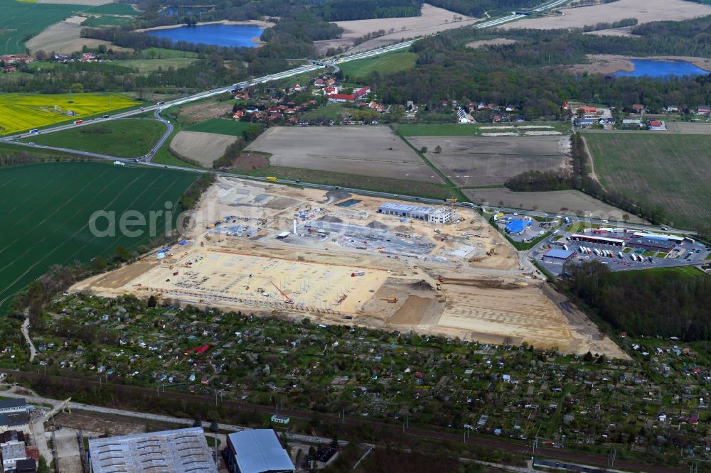 Zgorzelec - Gerltsch from the bird's eye view: Construction site for a warehouse and forwarding building Panattoni Park in Zgorzelec - Gerltsch in Dolnoslaskie - Niederschlesien, Poland