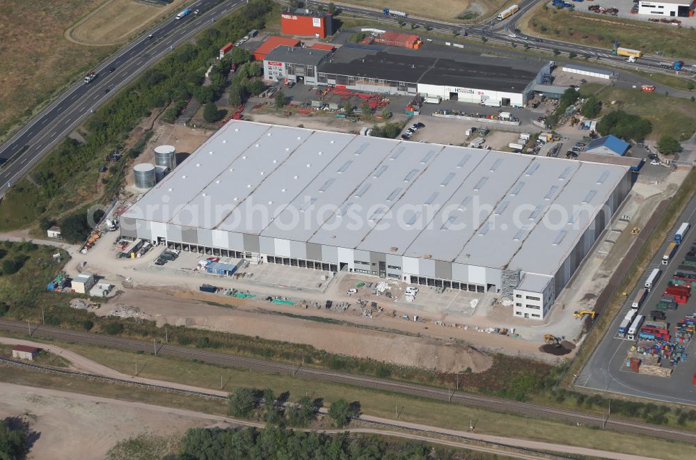 Aerial photograph Erfurt - Construction site for a warehouse and forwarding building VGP Park Erfurt 3 on street Erfurter Landstrasse in Erfurt in the state Thuringia, Germany