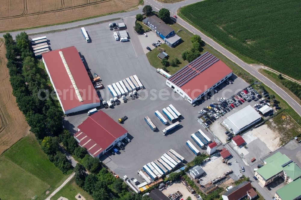 Maxhütte-Haidhof from the bird's eye view: Warehouses and forwarding building on Regensburger Strasse in the district Deglhof in Maxhuette-Haidhof in the state Bavaria, Germany