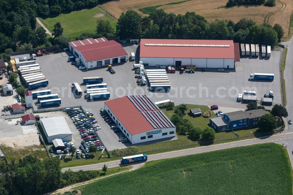 Aerial image Maxhütte-Haidhof - Warehouses and forwarding building on Regensburger Strasse in the district Deglhof in Maxhuette-Haidhof in the state Bavaria, Germany