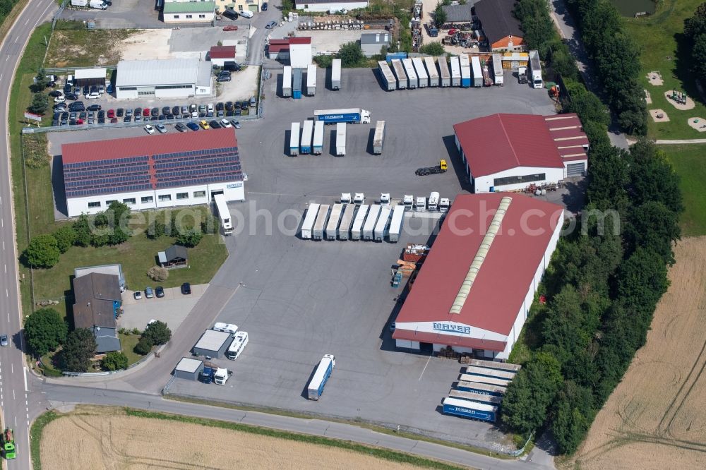 Maxhütte-Haidhof from above - Warehouses and forwarding building on Regensburger Strasse in the district Deglhof in Maxhuette-Haidhof in the state Bavaria, Germany