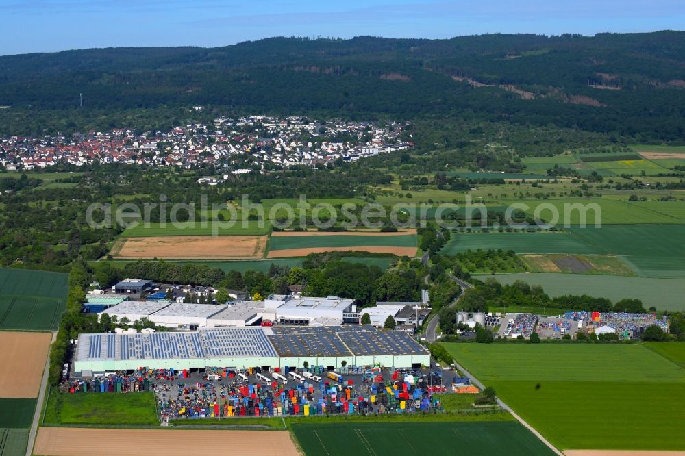 Aerial image Rosbach vor der Höhe - Warehouses and forwarding building of Phoenix GmbH on Bornweg in Rosbach vor der Hoehe in the state Hesse, Germany