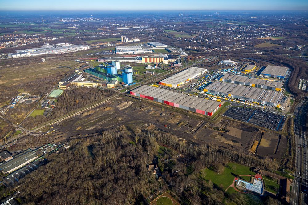 Aerial photograph Dortmund - Warehouses and freight forwarding building of Schenker Deutschland AG and ID-Logistics GmbH on Kaltbandstrasse in the district Westfalenhuette in Dortmund in the state North Rhine-Westphalia, Germany