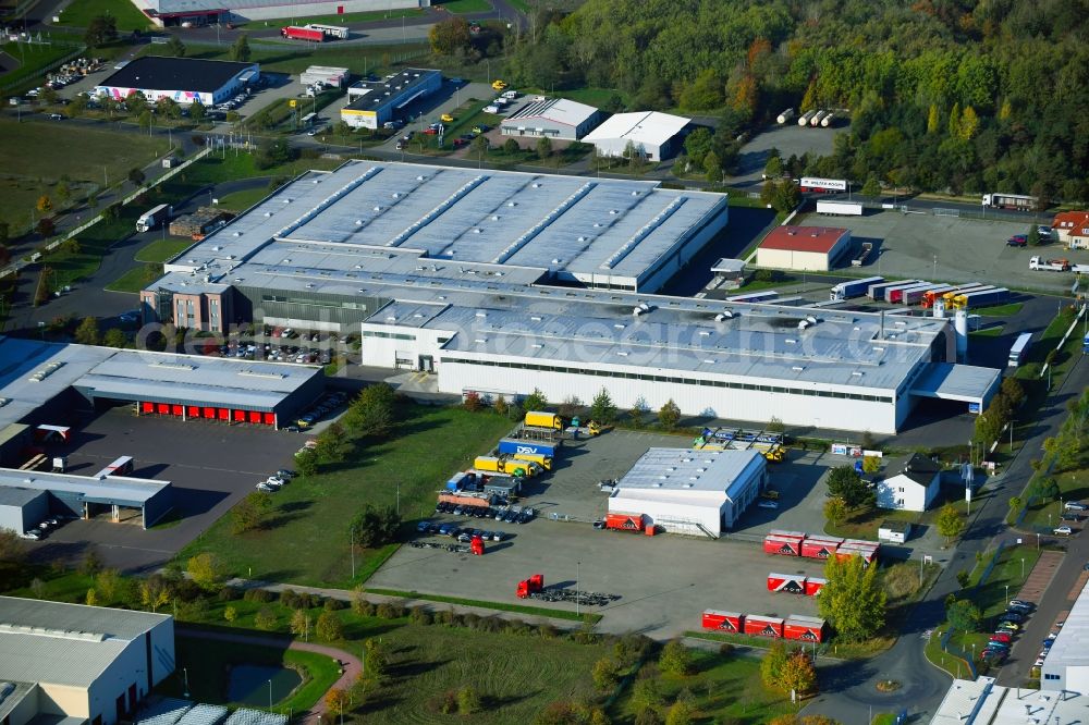 Burg from above - Warehouses and forwarding building of Tricor Packaging & Logistics AG on Eschenweg in Burg in the state Saxony-Anhalt, Germany