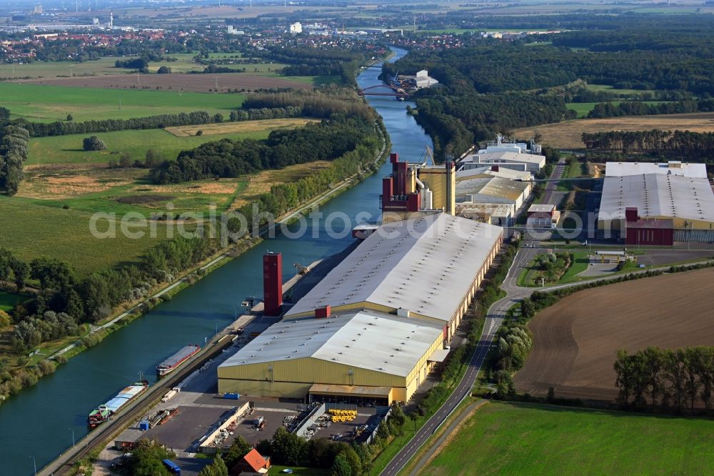 Aerial image Bülstringen - Warehouse complex-building in the industrial area von BARO Lagerhaus GmbH & Co. KG in Buelstringen in the state Saxony-Anhalt, Germany