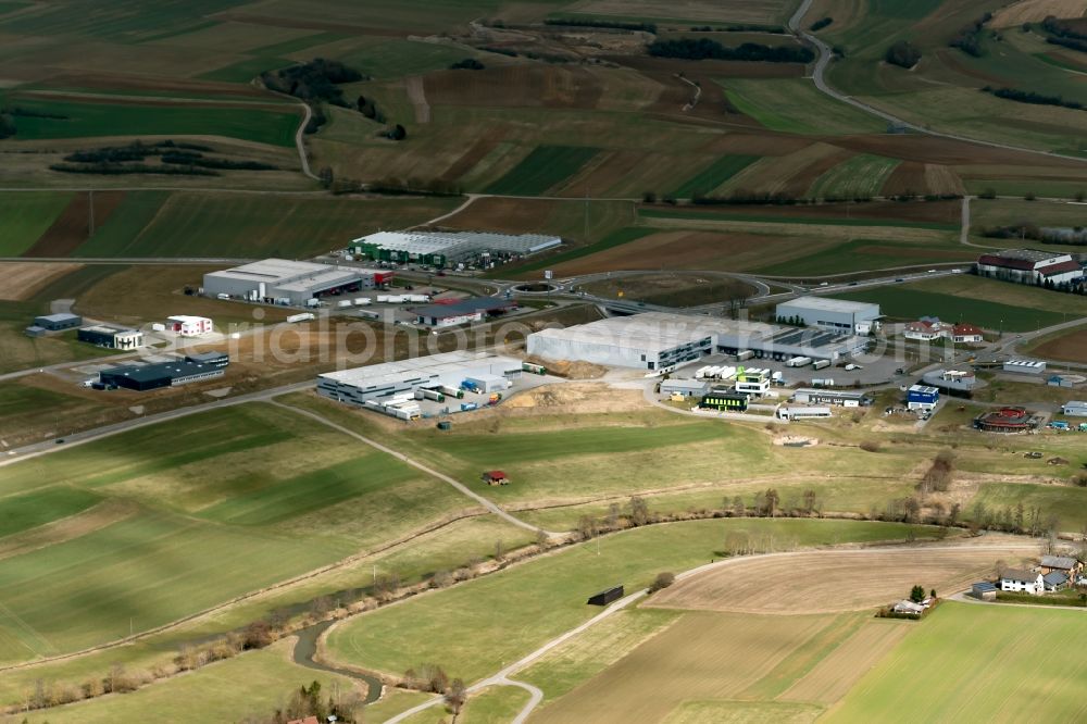 Aerial image Dunningen - Warehouse complex-building in the industrial area Dunningen in Dunningen in the state Baden-Wuerttemberg, Germany
