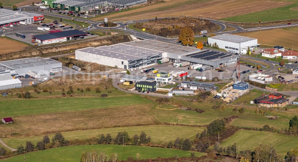 Aerial image Dunningen - Warehouse complex-building in the industrial area Dunningen in Dunningen in the state Baden-Wuerttemberg, Germany