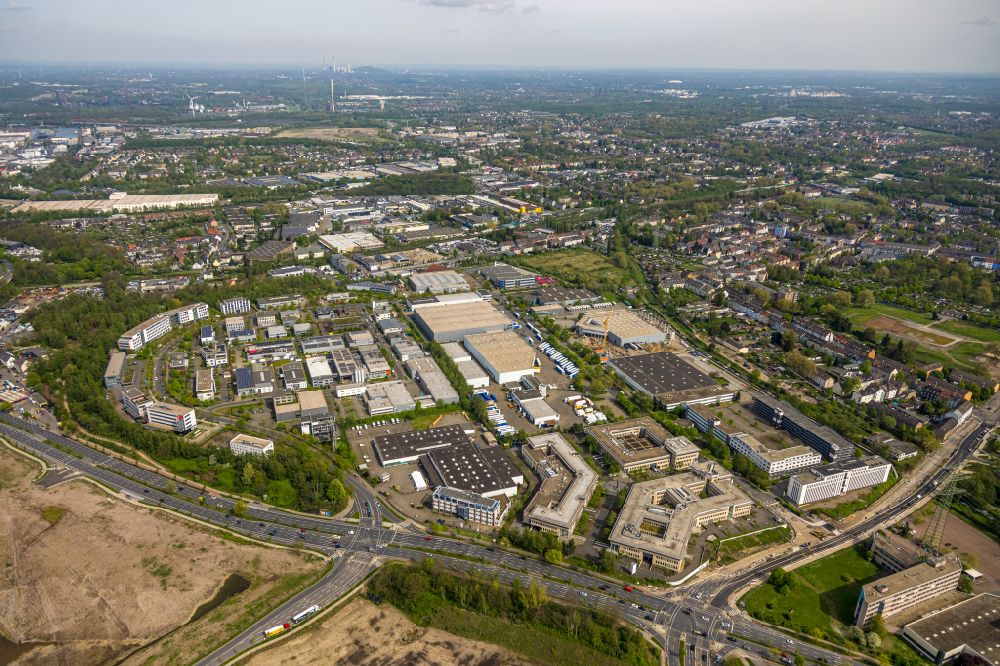 Aerial image Essen - Warehouse complex-building in the industrial area M1 business park Essen in Essen in North Rhine-Westphalia
