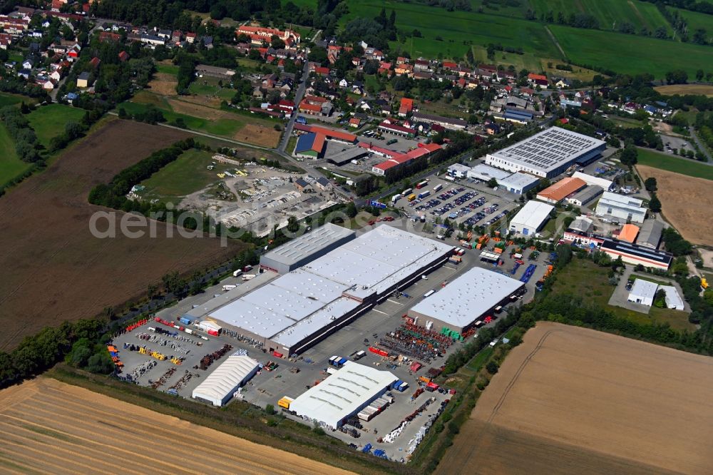 Rangsdorf from above - Warehouse complex-building in the industrial area on Mittenwalder Strasse in the district Grossmachnow in Rangsdorf in the state Brandenburg, Germany