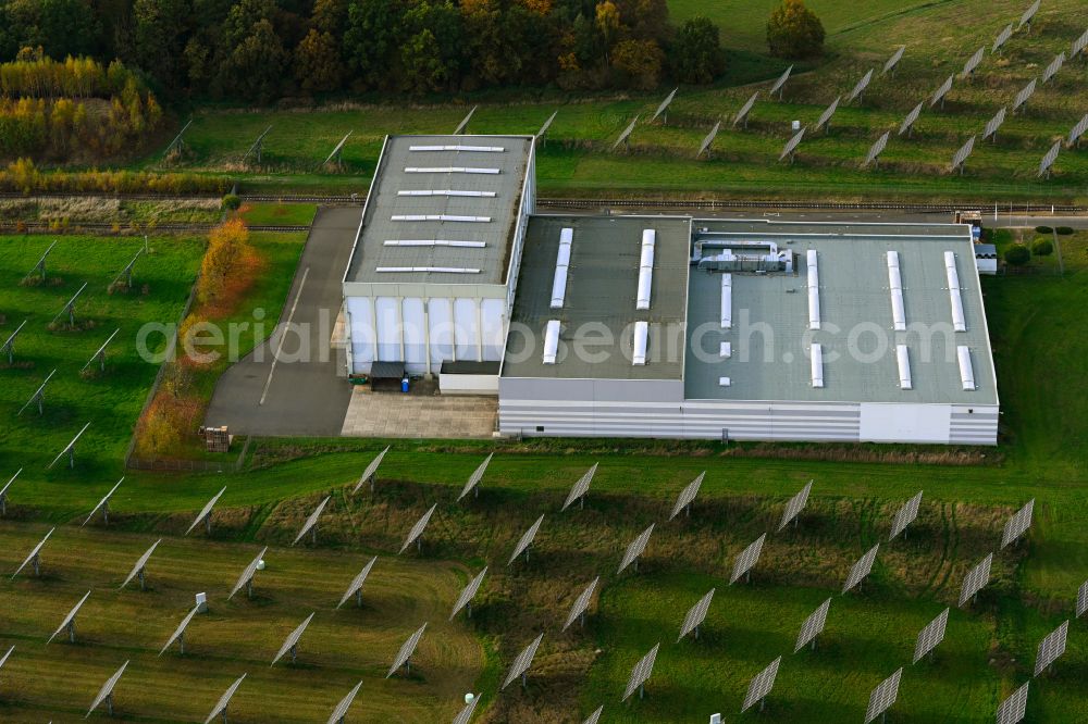 Leisnig from above - Warehouse complex-building in the industrial area of DS Smith Packaging Division Polkenberg in Leisnig in the state Saxony, Germany