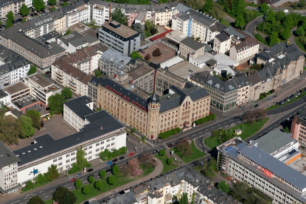 Aerial photograph Koblenz - Building of the Landesbetrieb Mobilitaet Rhineland-Palatine at the Friedrich Ebert Ring in Koblenz in Rhineland-Palatine
