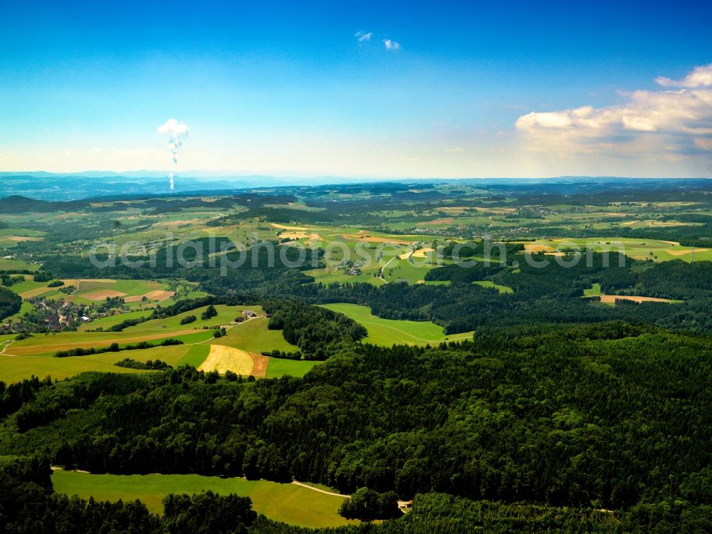Stühlingen OT Bettmaringen from the bird's eye view: Landscape of fields of agriculture near Bettmaringen in the state of Baden-Württemberg